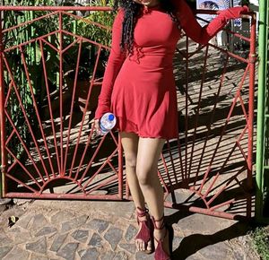 Chic Red Long Sleeve Mini Dress