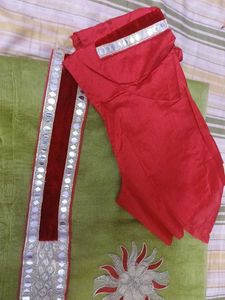Elegant Green Saree with Red Blouse