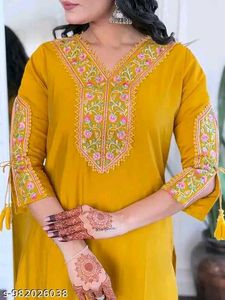 Yellow Kurta Set with Embroidery