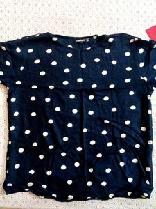 Navy Blue Polka Dot Top