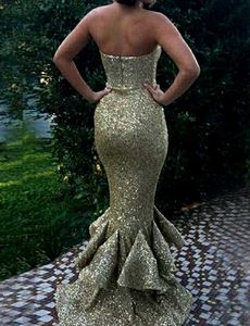 Gold😍Mermaid Sequence Evening Gown
