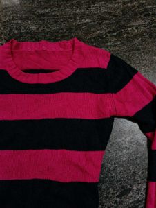 Pink &amp; Black Striped Sweater