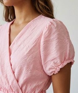 Pink Wrap Dress with Ruffle Hem
