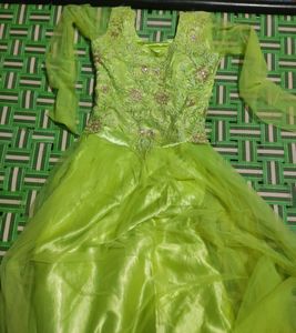 Lime Green Embroidered Anarkali Gown