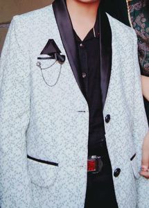 Patterned Blazer with Black Accents