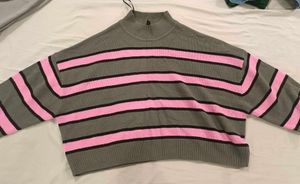 H&amp;M Striped Neck Cropped Sweater