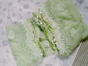 Green Embellished Net Dupatta