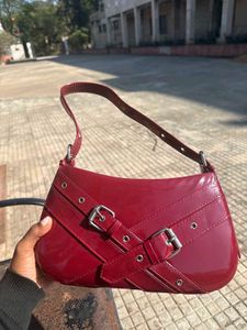 Burgundy Bag with Buckle Detail