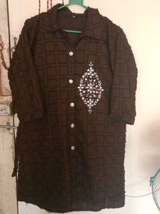Elegant Brown Embroidered Kurta