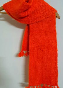 Vibrant Orange Knitted Scarf