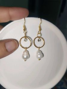 fresh water Pearl &amp; Crystal Hoop Earrings