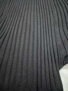 Black Ribbed Knit sweater Mini Dress