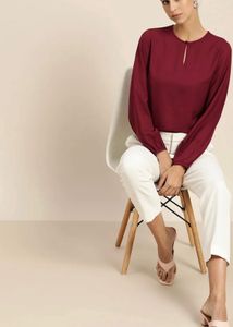 Chic Maroon Long-Sleeve Top