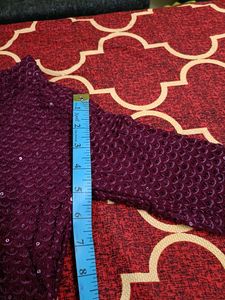 Pretty Wine Colour Sequence Kurta For Kids