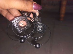 Stylish Hoop Earrings with Gemstone Detail