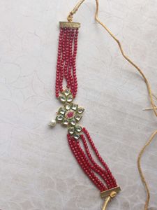 Red Beaded Choker Necklace Set