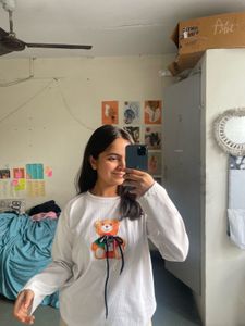 Cute Teddy Bear Print White Top
