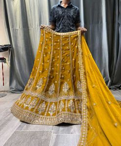 Elegant Yellow Embroidered Lehenga Set