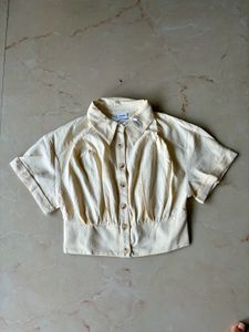 Urbanic Cream Shirt Style Crop Top