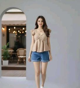 Chic Bow Detail Peplum Top
