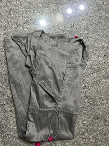 Elegant Grey Kurta with Pink Tassels
