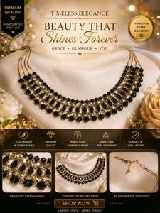Elegant Black & Gold Statement Necklace