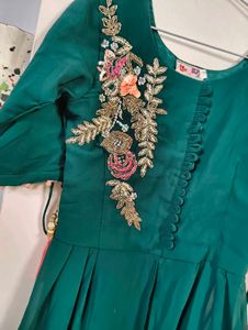 Emerald Green Embroidered Anarkali Suit