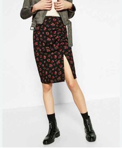 Zara Floral Print Midi Skirt with Slit