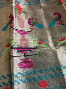 Paithani Teal Kaftan with Peacock Border Kurti