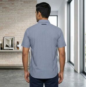 Peter England Men's Checked Half Sleeve Shirt - Nu