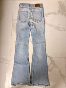 Zara Blur Ripped Denim Bootcut Jeans