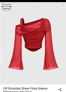 LittleBox Red Shear Off-Shoulder Top