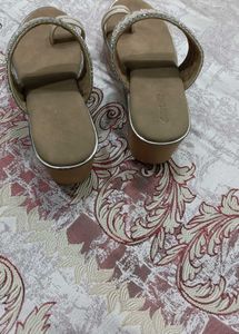 Woven Wedge Sandals with Embellished Straps