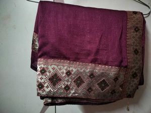 Maroon Saree with Gold Border