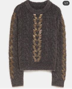 Zara sweater with gold-tone embellishments.