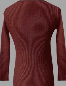 Stylish Pink Ribbed Twist Neck Top