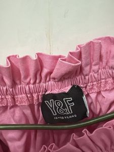 Pink Off-Shoulder Puff Sleeve Crop Top