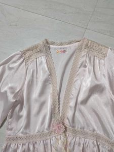 Women's Pink Satin Ruffled Blouse