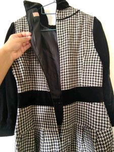 Vintage Houndstooth &amp; Velvet Dress