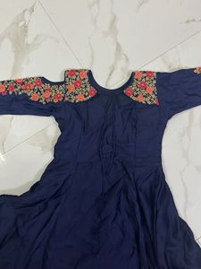 Elegant Navy Blue Embroidered Dress