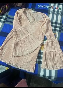 Pleated Bell Sleeve Top