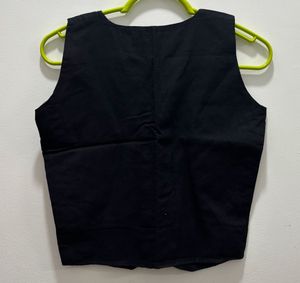 Black Linen Vest Top &amp; Wide Leg Pants