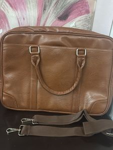 Stylish Brown Faux Leather Briefcase