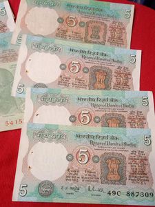 Vintage Indian 5 Rupee Notes