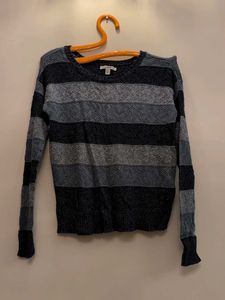 AMERICAN EAGLE -Striped Knit Sweater- bluey