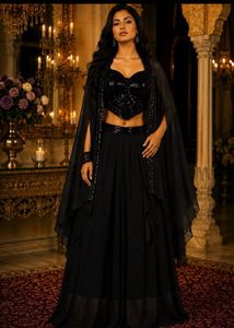 Stunning Black Sequined Lehenga Set