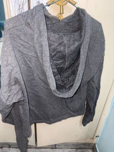 Grey Cropped Hoodie