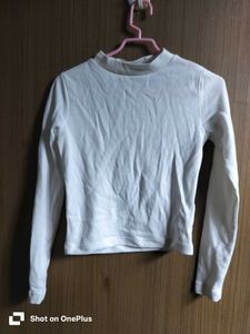 off White Long Sleeve Mock Neck Top