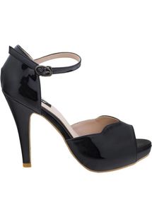 Chic Black Patent Ankle Strap Heels
