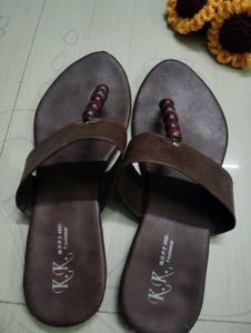 Brown Beaded Thong Sandals
